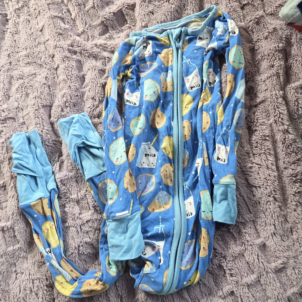 Little Sleepies Blue Milk and Cookie Pajama Set